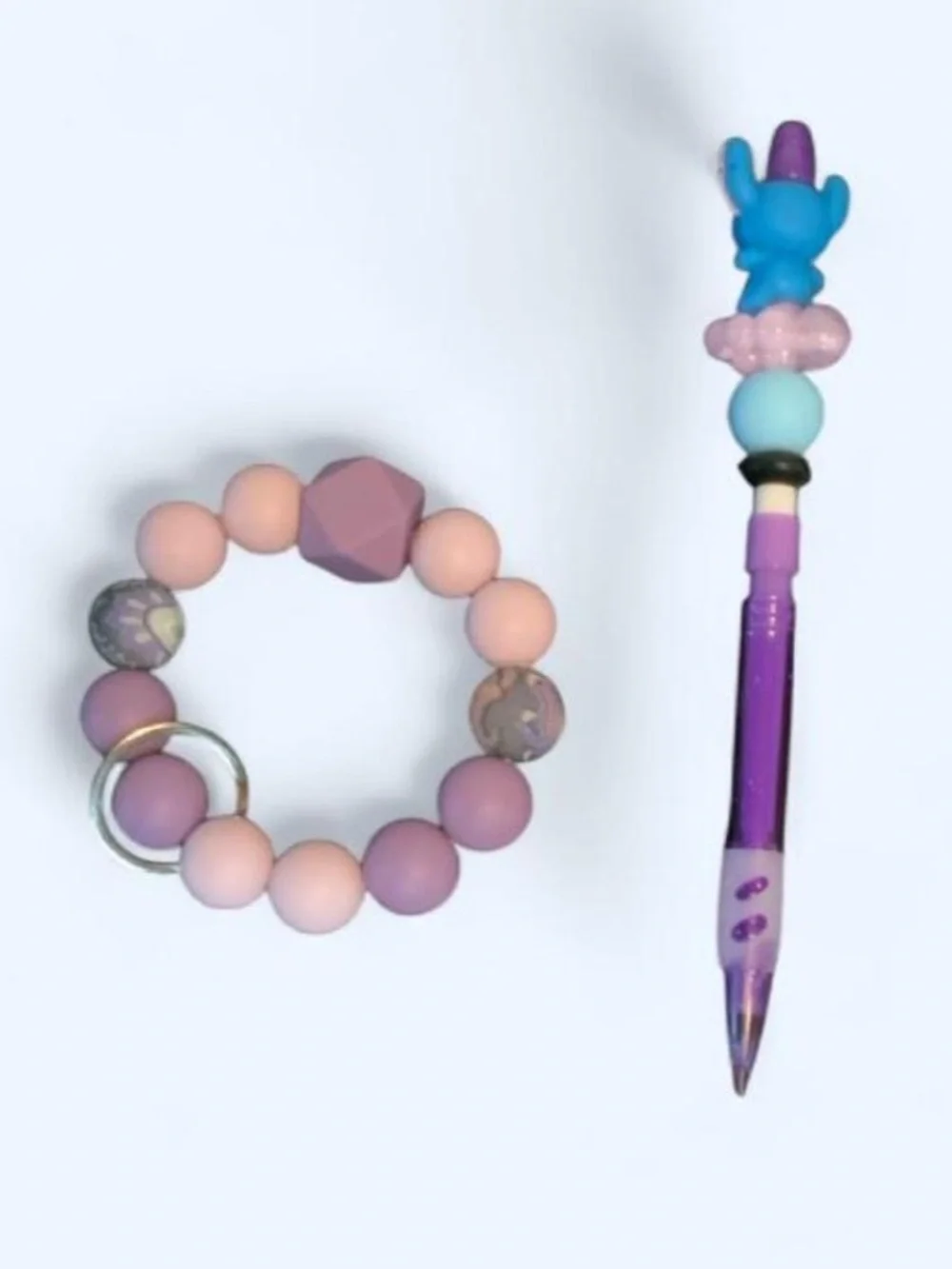 NEW📚 Handcrafted Beaded Keyring Wristlet & Pencil Set OS